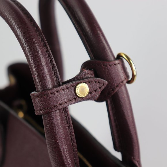 BURBERRY Grainy Calfskin House Check Medium Banner Tote Mahogany Red - Picture 10 of 16